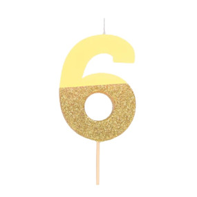Vela 6 Amarelo Glitter